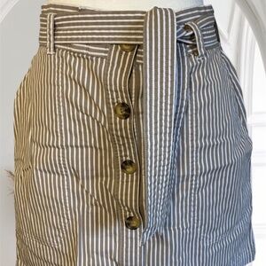 Striped Button-Front Mini Skirt with Belt – Size XS/S